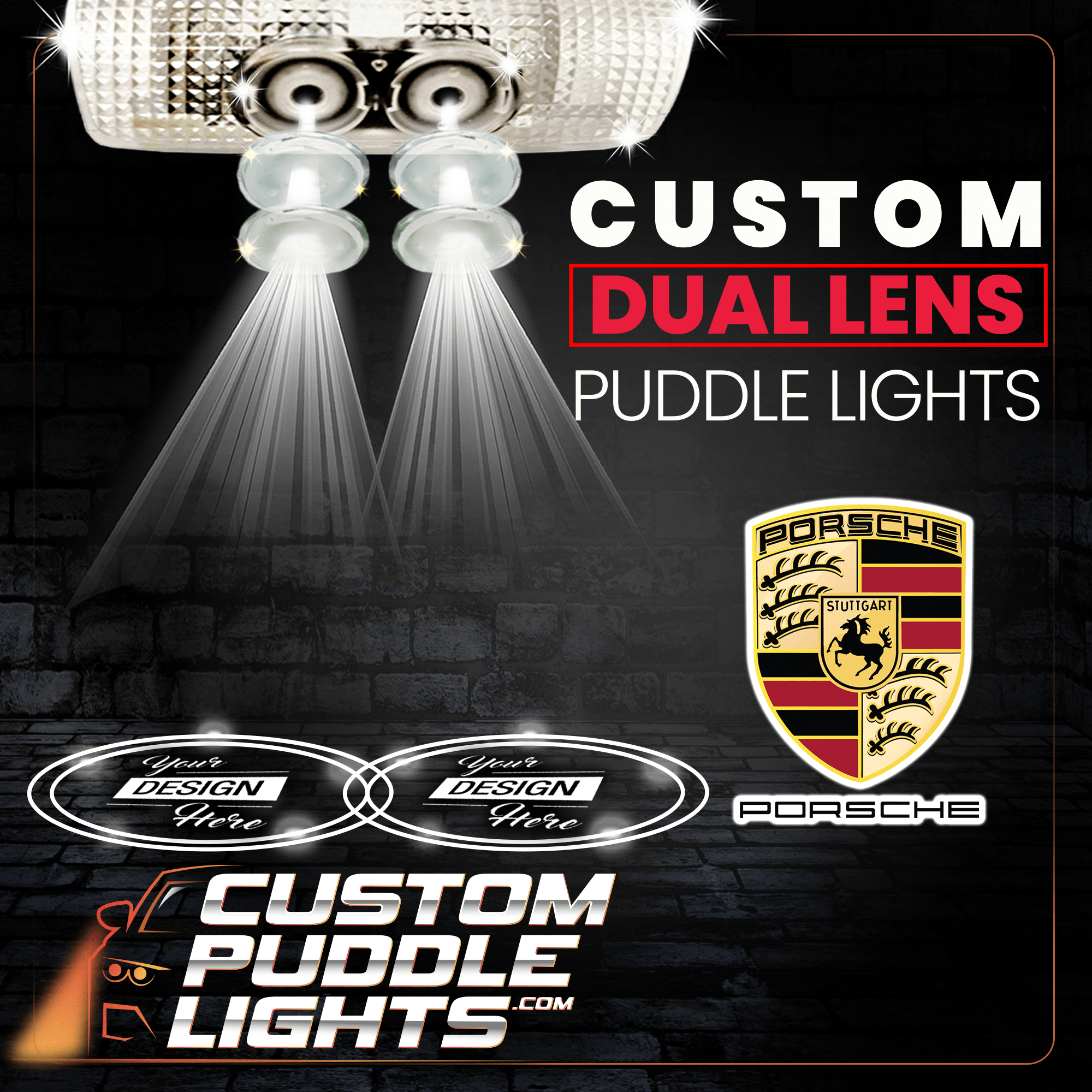 Custom Dual Lens LED Courtesy Door Projector Puddle Lights for Porsche ...