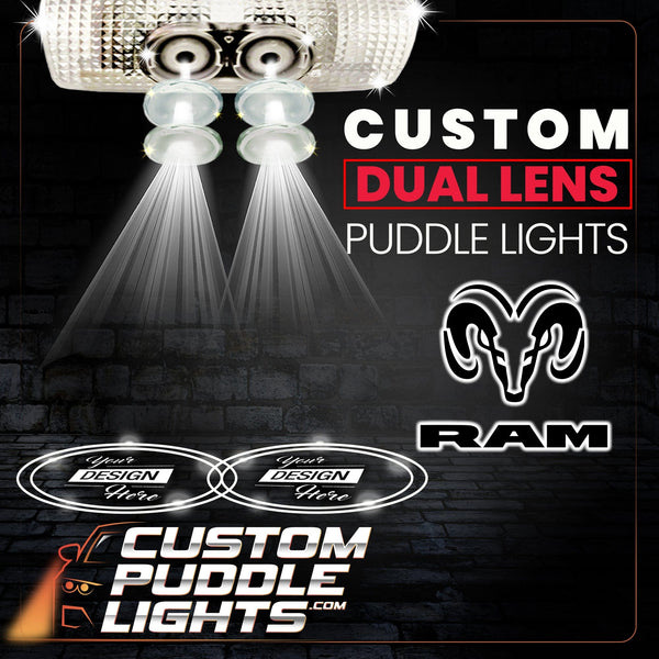 Custom Puddle Lights Custom Dual Lens LED Courtesy Door Projector Puddle Lights for RAM - 2002-2026 Custom Design + 1 Pair - 2 Doors