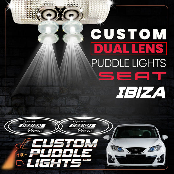 Custom Puddle Lights Custom Dual Lens LED Courtesy Door Projector Puddle Lights for SEAT Ibiza Mk4 2008-2017 Custom Design + 1 Pair - 2 Doors