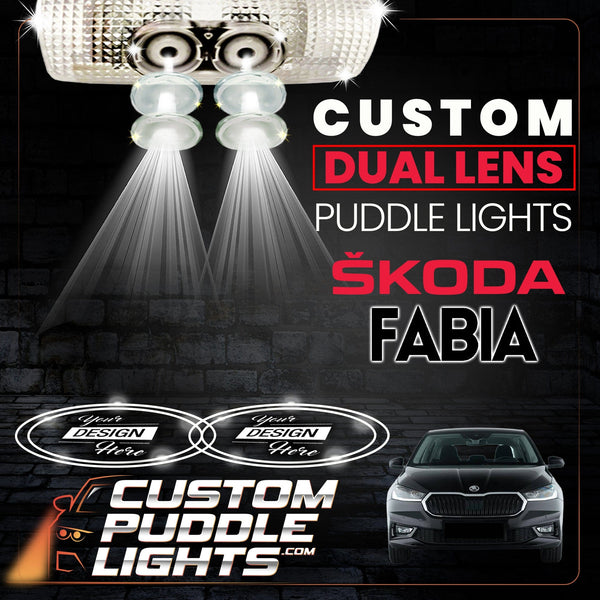 Custom Puddle Lights Custom Dual Lens LED Courtesy Door Projector Puddle Lights for Skoda Fabia 2007-2009 Custom Design + 1 Pair - 2 Doors