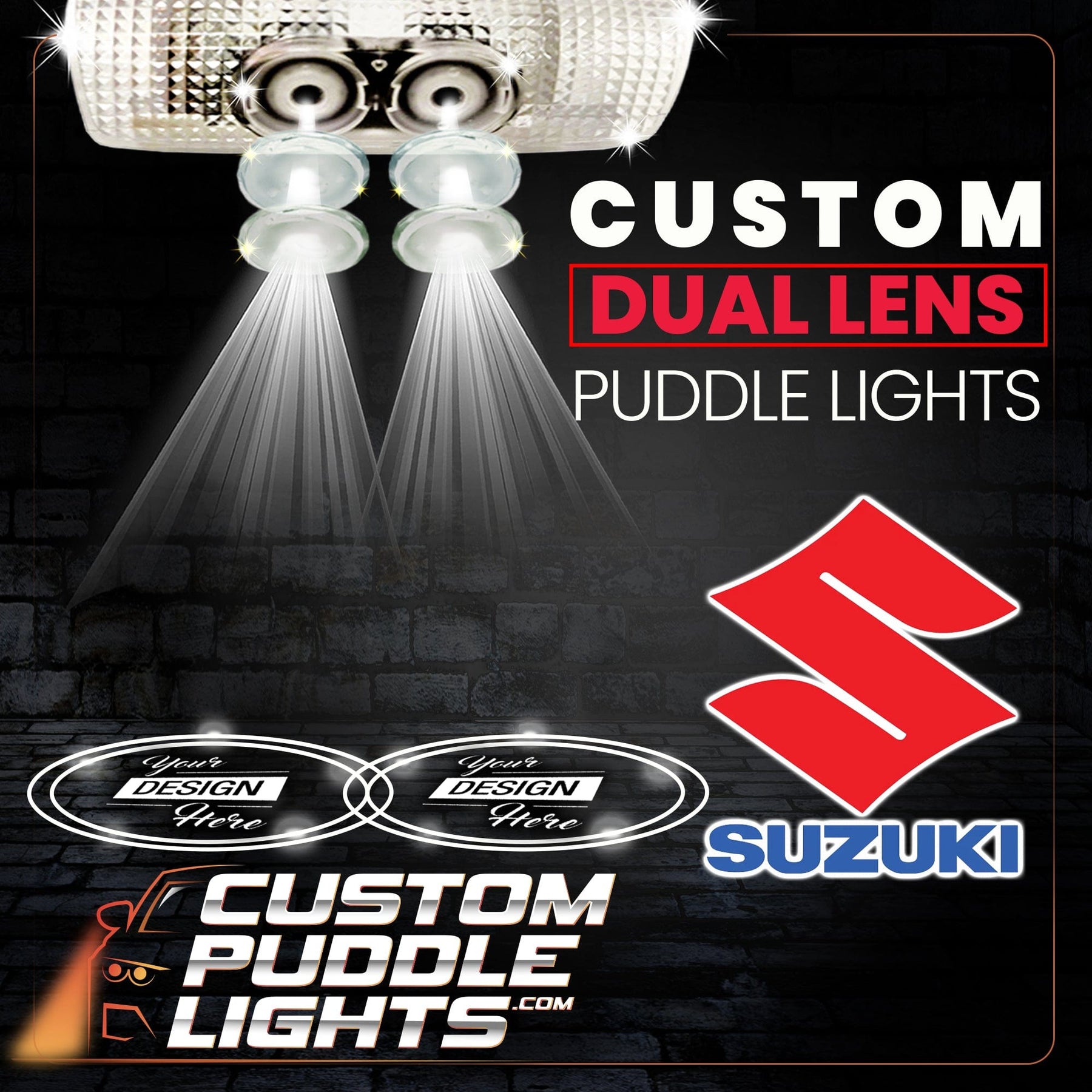 Custom Dual Lens LED Courtesy Door Projector Puddle Lights for Suzuki ...