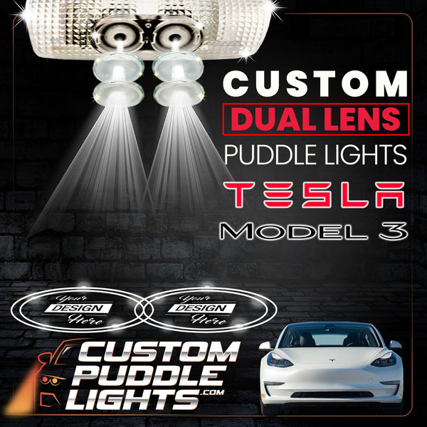 Custom Puddle Lights Custom Dual Lens LED Courtesy Door Projector Puddle Lights for Tesla Model 3 - 2017-2023 Custom Design + 1 Pair 2 Doors