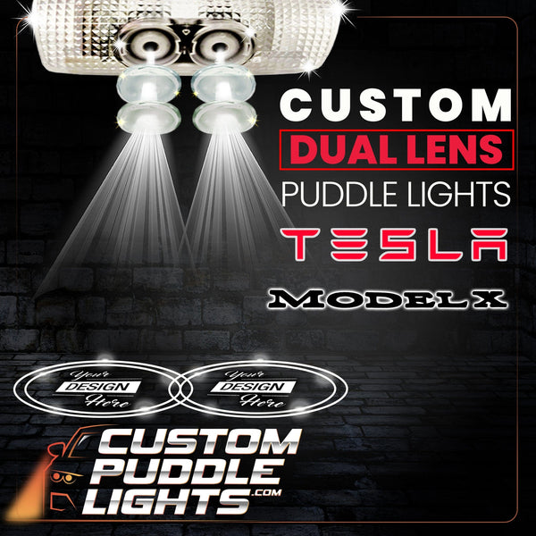 Custom Puddle Lights Custom Dual Lens LED Courtesy Door Projector Puddle Lights for Tesla Model X - 2016–2021 Custom Design + 1 Pair 2 Doors