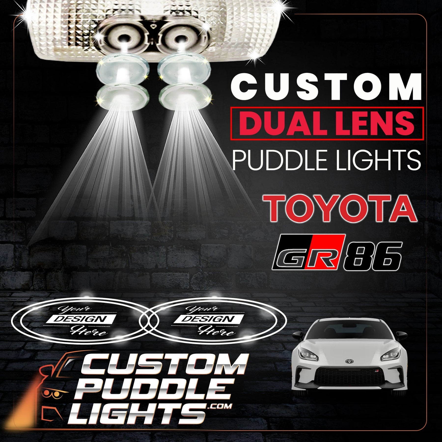 Custom Dual Lens LED Courtesy Door Projector Puddle Lights for Toyota ...