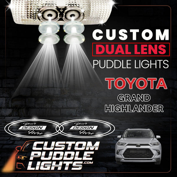 Custom Puddle Lights Custom Dual Lens LED Courtesy Door Projector Puddle Lights for Toyota Grand Highlander 2024-2026 Custom Design + 1 Pair - 2 Doors