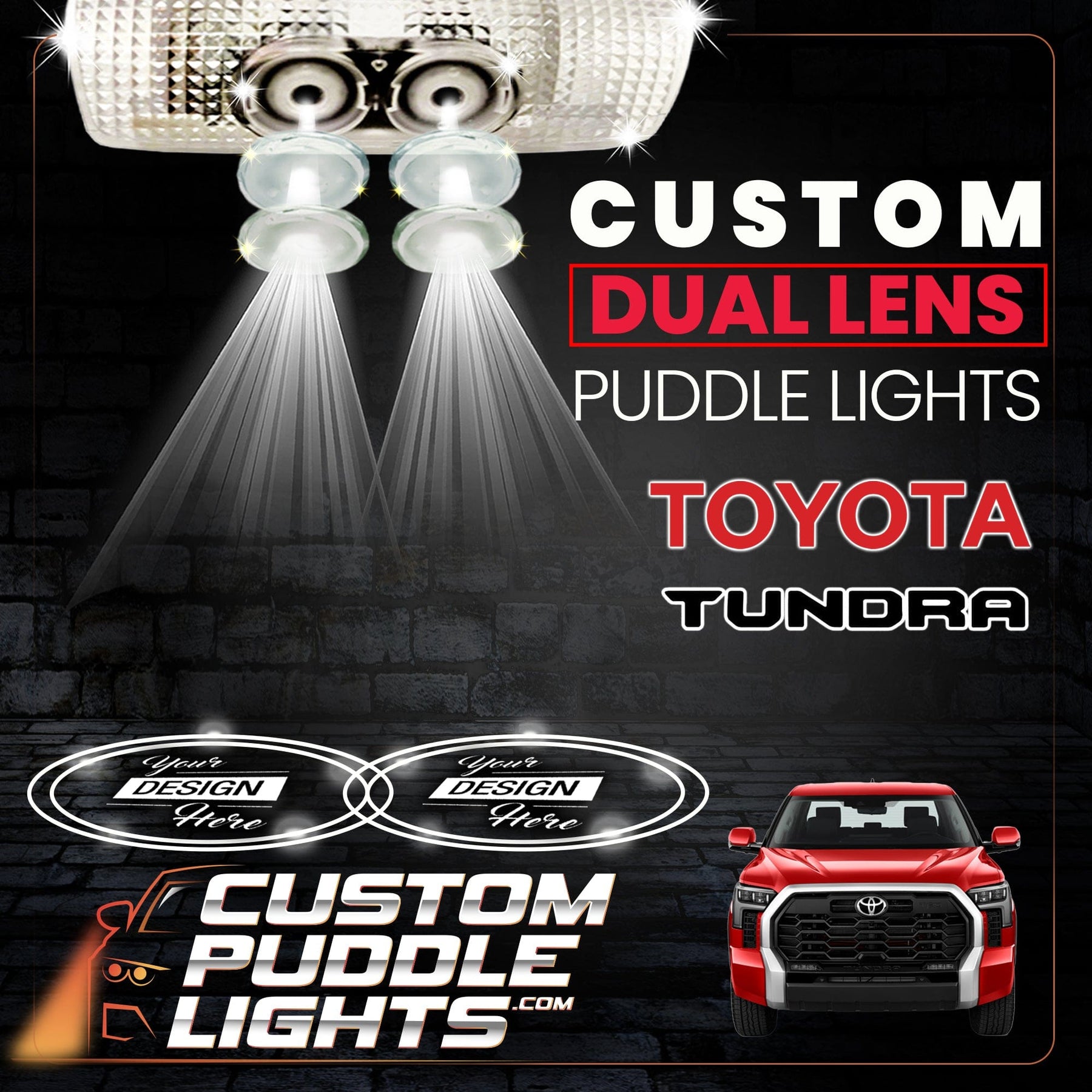 Custom Dual Lens LED Courtesy Door Projector Puddle Lights for Toyota ...