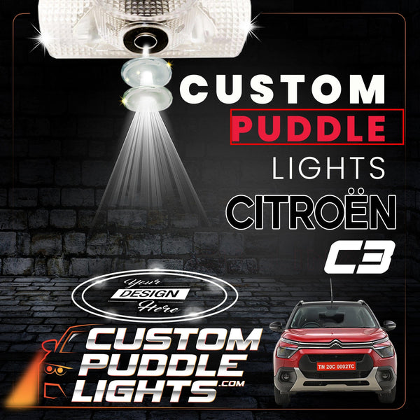 Custom Puddle Lights Custom LED Courtesy Door Projector Puddle Lights for Citroen C3 2003-2009 Custom Design + 1 Pair 2 Doors