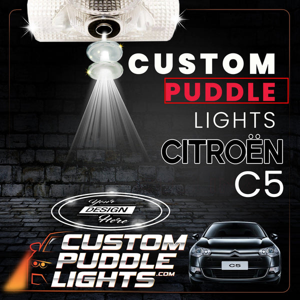 Custom Puddle Lights Custom LED Courtesy Door Projector Puddle Lights for Citroen C5 2001–2017 Custom Design + 1 Pair 2 Doors