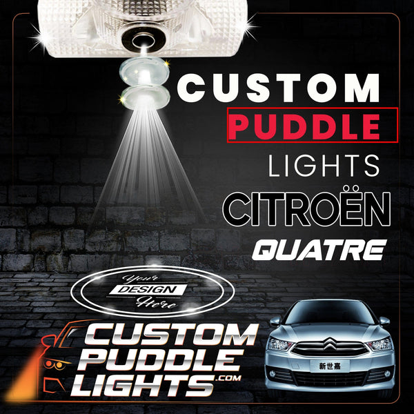 Custom Puddle Lights Custom LED Courtesy Door Projector Puddle Lights for Citroen Quatre 2006–2026 Custom Design + 1 Pair 2 Doors