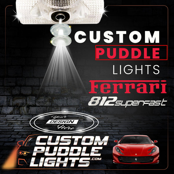 Custom Puddle Lights Custom LED Courtesy Door Projector Puddle Lights for Ferrari 812 Superfast 2017–2026 Custom Design + 1 Pair 2 Doors