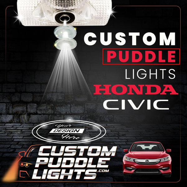 Custom Puddle Lights Custom LED Courtesy Door Projector Puddle Lights for Honda Civic 2005-2015 Custom Design + 1 Pair 2 Doors