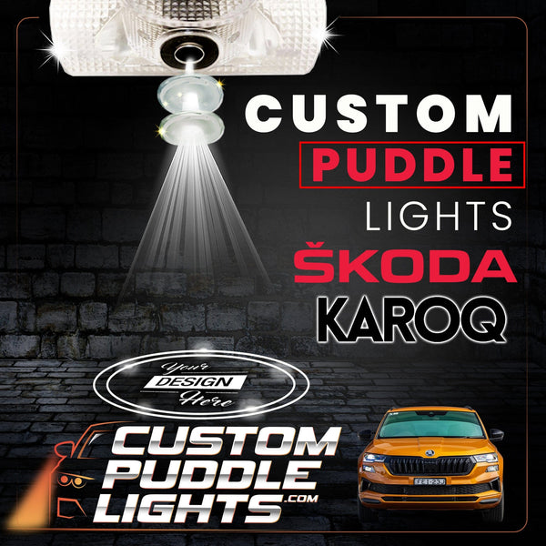 Custom Puddle Lights Custom LED Courtesy Door Projector Puddle Lights for Skoda Karoq 2017-2026 Custom Design + 1 Pair 2 Doors