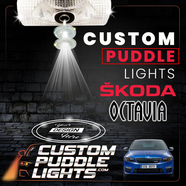 Custom Puddle Lights Custom LED Courtesy Door Projector Puddle Lights for Skoda Octavia 2004-2026 Custom Design + 1 Pair 2 Doors