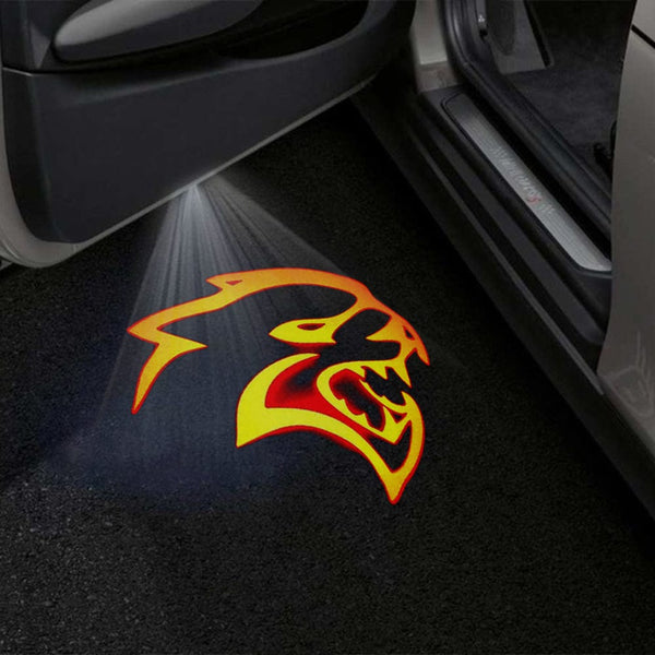 Dodge Dodge Challenger 3rd Gen Premium Door Puddle Lights Multiple Designs 2008-2023 Hellcat Orange - 1 Pair - 2 Doors
