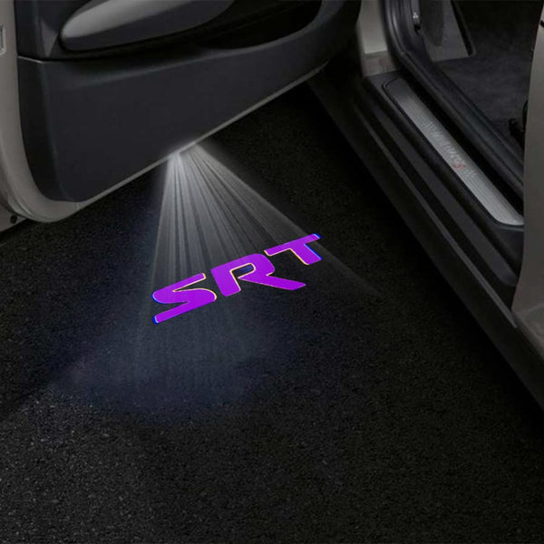 Dodge Dodge Charger 6th/7th/8th Gen Premium Door Puddle Lights Multiple Designs 2006-2024 SRT Wording Purple - 1 Pair - 2 Doors