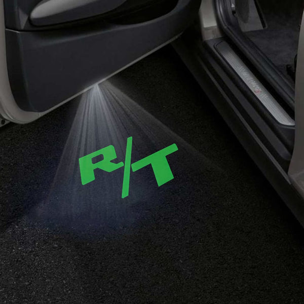 Dodge Dodge Charger 6th/7th Gen Premium Door Puddle Lights Multiple Designs 2006-2023 R/T Wording Green- 1 Pair - 2 Doors