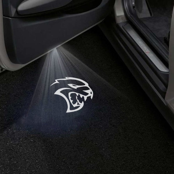 Dodge Dodge GTS Premium Door Puddle Lights Various Designs 2007-2014 Hellcat Logo White - 1 Pair - 2 Doors