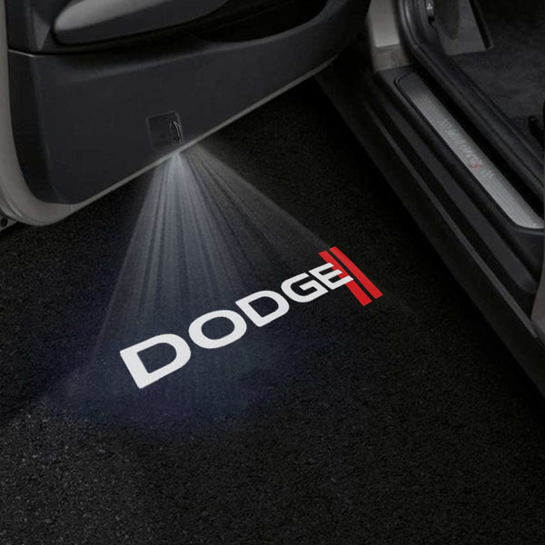 Dodge Dodge Universal Door Stick On Puddle Lights Multiple Designs Dodge Logo 3 - 1 Pair 2 Doors