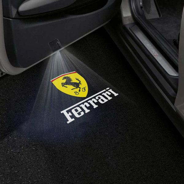 Ferrari Ferrari Universal Door Stick On Puddle Lights Multiple Designs Ferrari Logo 3 - 1 Pair 2 Doors