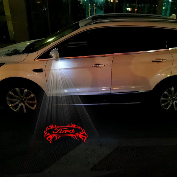 Ford Ford Edge Premium Side Wing Mirror Puddle Lights Multiple Designs 2007-2025 Ford Fire Red - 1 Set - 2 Lights