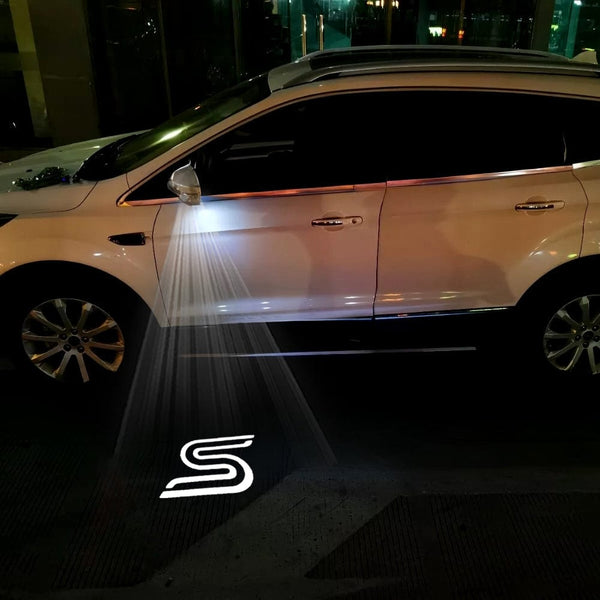 Ford Ford Edge Premium Side Wing Mirror Puddle Lights Multiple Designs 2007-2025 S Outline White - 1 Set - 2 Lights