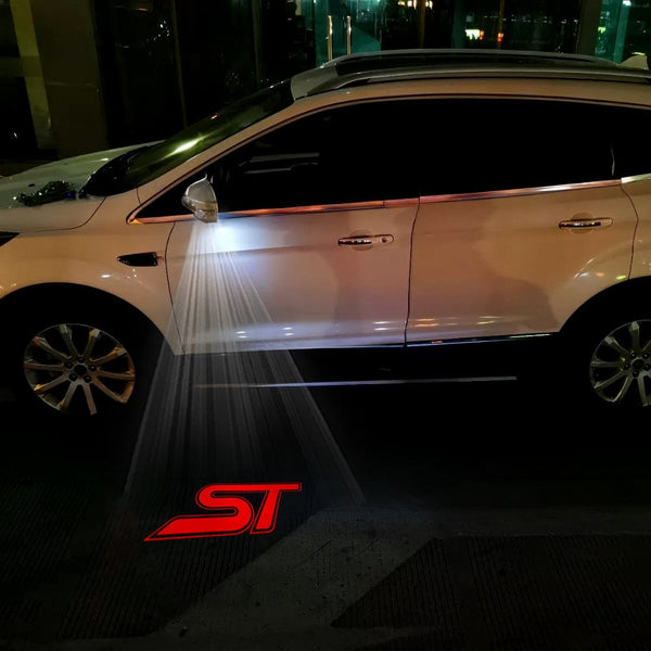 Ford Ford Escape MK3 Premium Side Wing Mirror Puddle Lights Multiple Designs 2013-2019 ST Red With Red Outline - 1 Set - 2 Lights