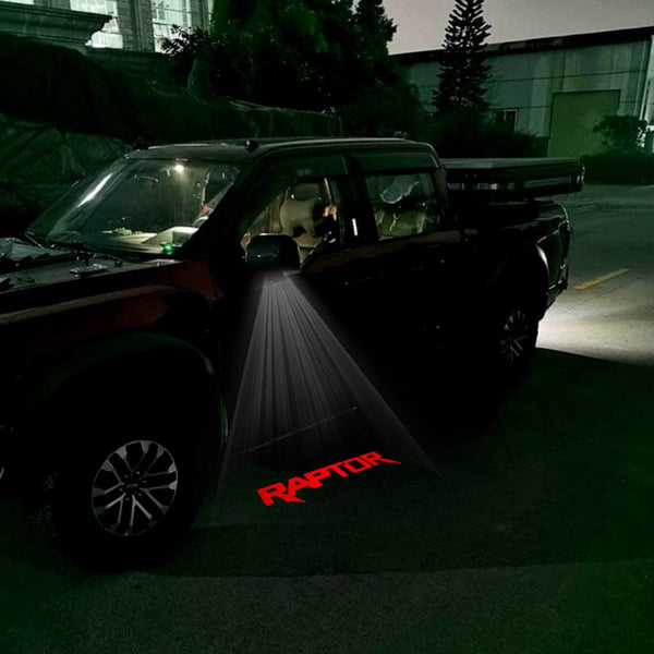Ford Ford F150 12th Gen Premium Side Wing Mirror Puddle Lights Multiple Designs 2009-2014 Raptor Word Red - 1 Set - 2 Lights