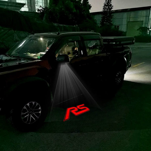 Ford Ford F150 12th Gen Premium Side Wing Mirror Puddle Lights Multiple Designs 2009-2014 RS Red With Red Outline - 1 Set - 2 Lights