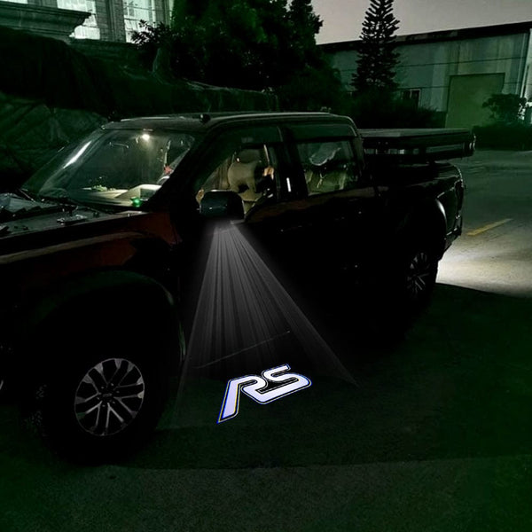 Ford Ford F150 12th Gen Premium Side Wing Mirror Puddle Lights Multiple Designs 2009-2014 RS White With White Outline - 1 Set - 2 Lights