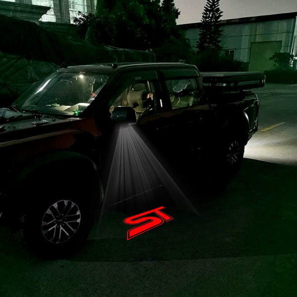Ford Ford F150 12th Gen Premium Side Wing Mirror Puddle Lights Multiple Designs 2009-2014 ST Red With Red Outline - 1 Set - 2 Lights