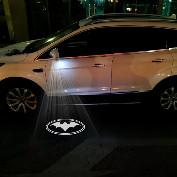 White Batman Logo - 1 Pair 2 Side Mirror Lights