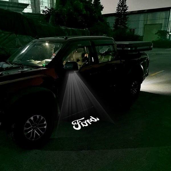 Ford Ford Raptor 1st Gen F150 Premium Side Wing Mirror Puddle Lights Multiple Designs 2009-2014 Ford Wording White - 1 Set - 2 Lights