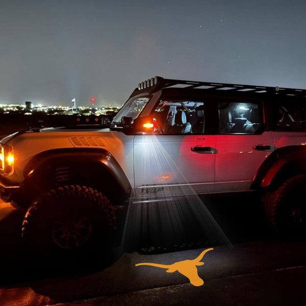 Texas Longhorn Logo Orange - 1 Pair 2 Side Mirror Lights