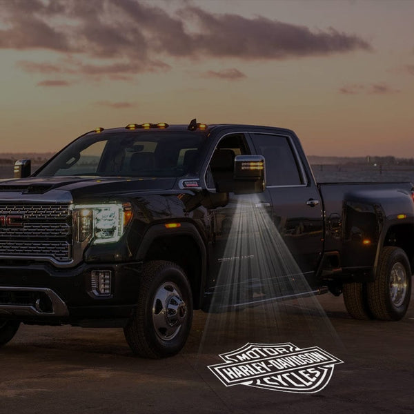 GMC GMC Sierra Premium Side Wing Mirror Puddle Lights Multiple Designs 2015-2026 Motor Harley-Davidson Cycles - 1 Pair 2 Side Mirror Lights / GMC Sierra 1500 - 2015-2026