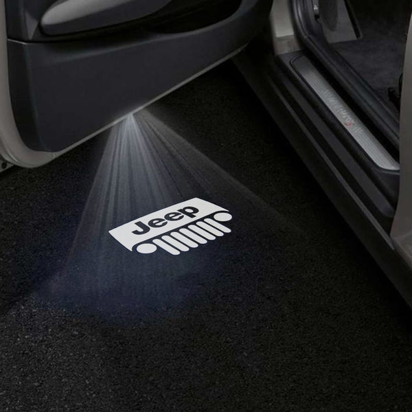 Jeep Jeep Cherokee Trailhawk Premium Under Door Projector Puddle Lights Various Designs 2014-2023 Jeep Logo 2 - 1 Pair 2 Doors