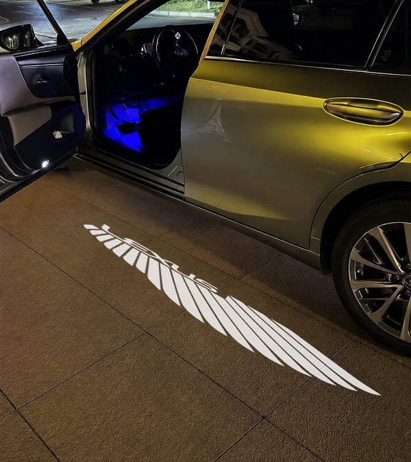 Lexus Wing Logo White With Curtain Light - 1 Pair 2 Doors