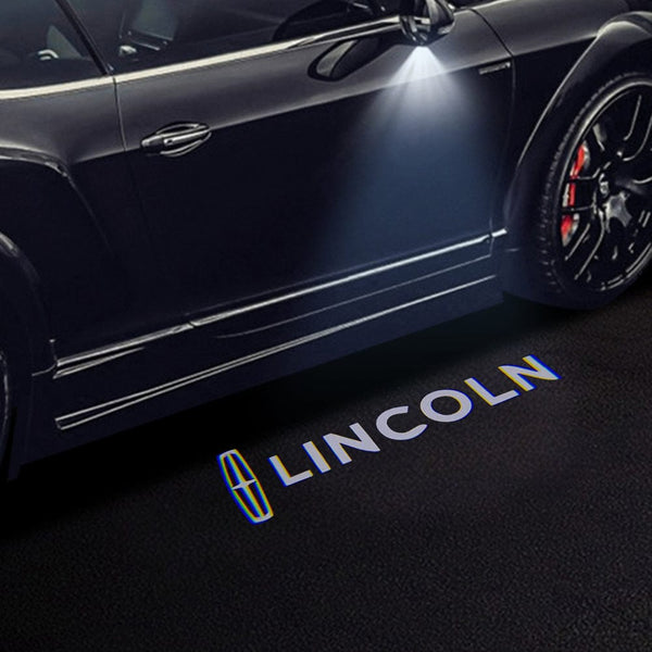 Lincoln White Logo With Word - 1 Pair 2 Side Mirror Lights