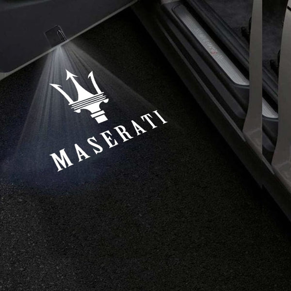 Maserati Maserati Universal Door Stick On Puddle Lights Multiple Designs Maserati Logo 4 - 1 Pair 2 Doors