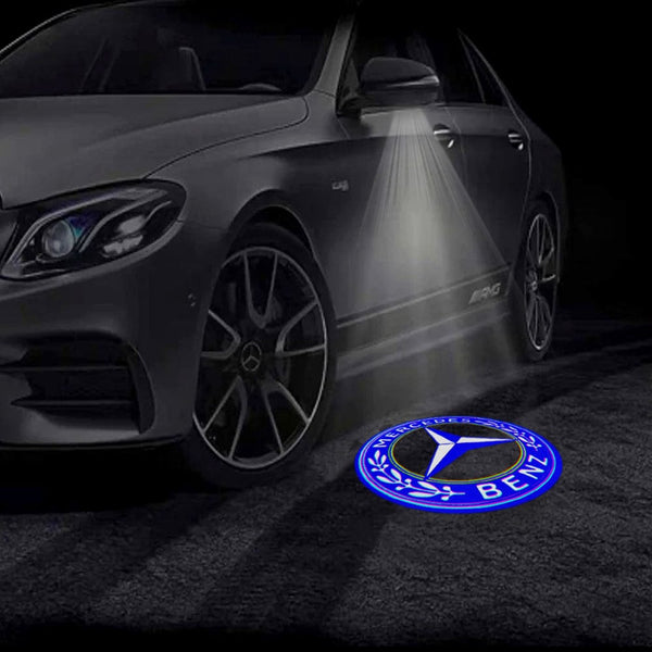 Mercedes Benz Mercedes-Benz A-Class 3rd Gen W176 Premium Side Wing Mirror Puddle Lights Multiple Designs 2013-2018 Mercedes Benz Logo Blue - 1 Set - 2 Doors