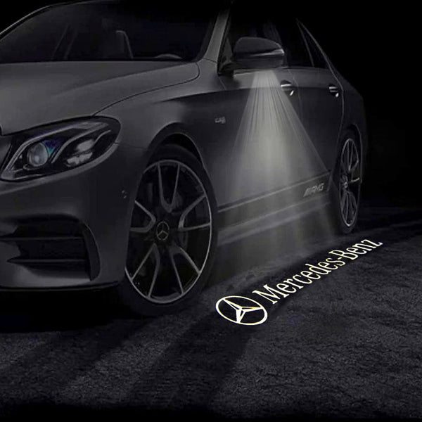 Mercedes Benz Mercedes-Benz A-Class 3rd Gen W176 Premium Side Wing Mirror Puddle Lights Multiple Designs 2013-2018 Mercedes-Benz Logo With Horizontal Wording - 1 Set - 2 Doors