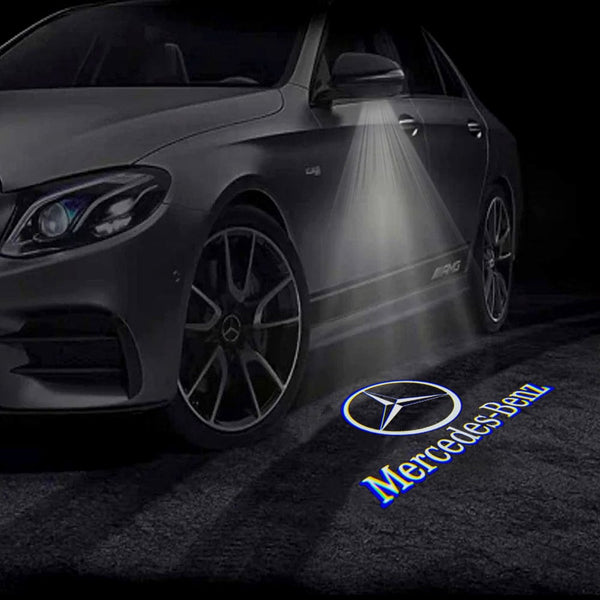 Mercedes Benz Mercedes-Benz A-Class 3rd Gen W176 Premium Side Wing Mirror Puddle Lights Multiple Designs 2013-2018 Mercedes Benz Logo With Wording - 1 Set - 2 Doors