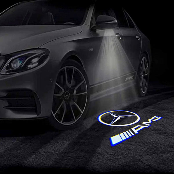 Mercedes Benz Mercedes-Benz A-Class 3rd Gen W176 Premium Side Wing Mirror Puddle Lights Multiple Designs 2013-2018 Mercedes Logo With AMG - 1 Set - 2 Doors
