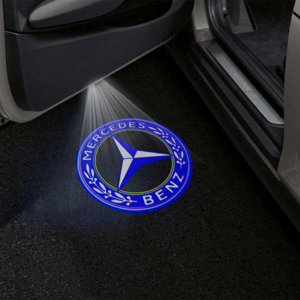 Mercedes Benz Mercedes-Benz C-Class 4th Gen A205/C205 Premium Puddle Lights Multiple Designs 2014-2021 Mercedes Benz Logo Blue 1 Set - 2 Doors