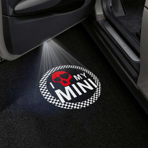 Mini Mini Clubvan Premium Puddle Lights Multiple Designs 2012-2014 I Love MY MINI 1 - 1 Set - 2 Doors