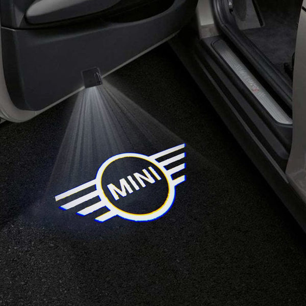 Mini MINI Universal Door Stick On Puddle Lights Multiple Designs MINI Logo 2 - 1 Pair 2 Doors