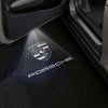 PORSCHE Porsche Boxster/Cayman 981/982 Premium Puddle Lights Multiple Designs 2012-2025 Porsche Logo White Crest + Wording 1 Set - 2 Doors / Porsche Boxster and Cayman 981- 2012-2016