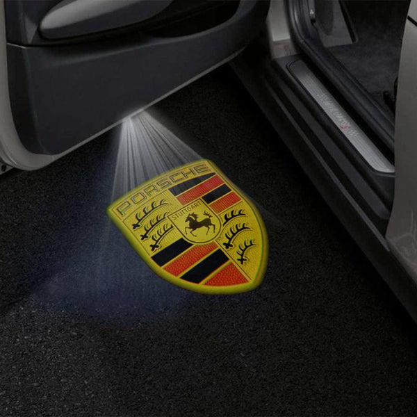 PORSCHE Porsche Macan Premium Puddle Lights Multiple Designs 2014-2025 Porsche Logo Crest 1 Set - 2 Doors