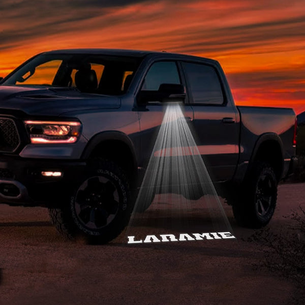 RAM RAM 1500 3rd/4th/5th Gen Premium Side Wing Mirror Puddle Lights Multiple Designs 2002-2026 Laramie - 1 Pair 2 Side Mirror Lights