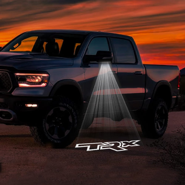 RAM RAM 1500 3rd/4th/5th Gen Premium Side Wing Mirror Puddle Lights Multiple Designs 2002-2026 TRX White - 1 Pair 2 Side Mirror Lights