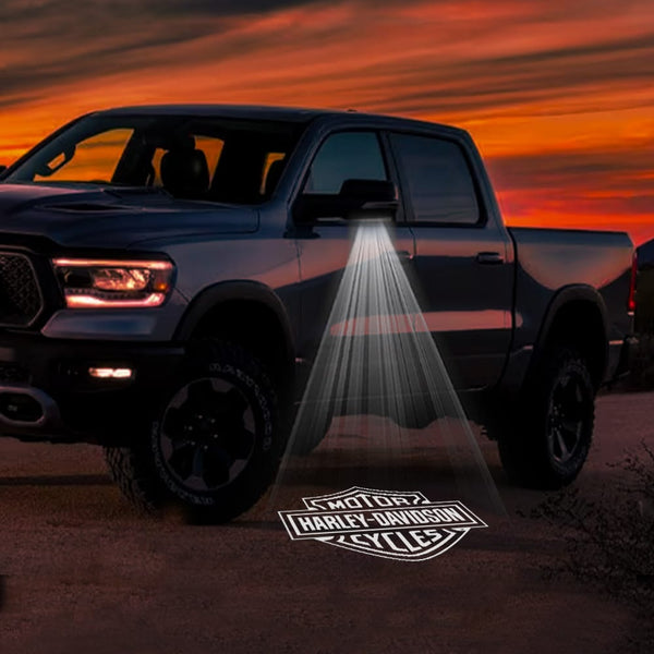 RAM RAM 1500 3rd/4th/5th Gen Premium Side Wing Mirror Puddle Lights Various Designs 2002-2026 Harley Davidson Motor cycles Logo 1 - 1 Pair 2 Side Mirror Lights